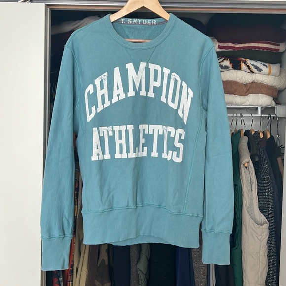 Todd Snyder X Champion 20 oz. French Terry Crewneck Sweatshirt Medium Blue - Picture 1 of 2